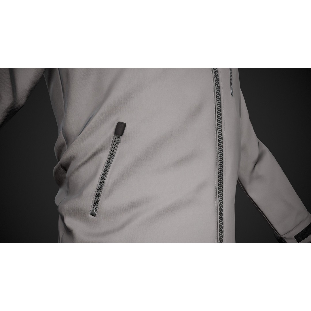 Gray Snowboard Hoodie 3D Model – Low Poly PBR Game Asset, FBX - View 10