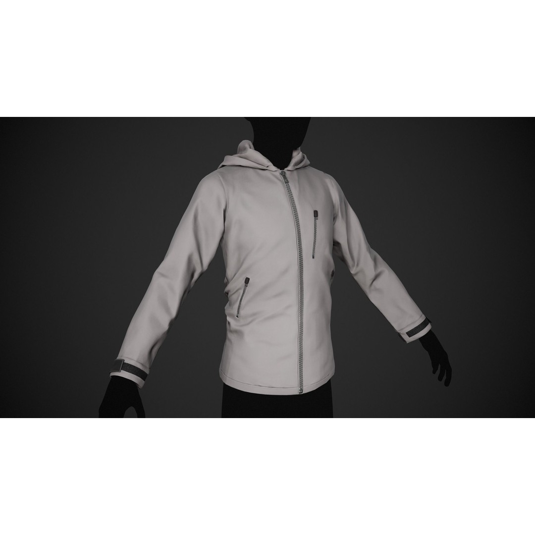 Gray Snowboard Hoodie 3D Model – Low Poly PBR Game Asset, FBX - View 4