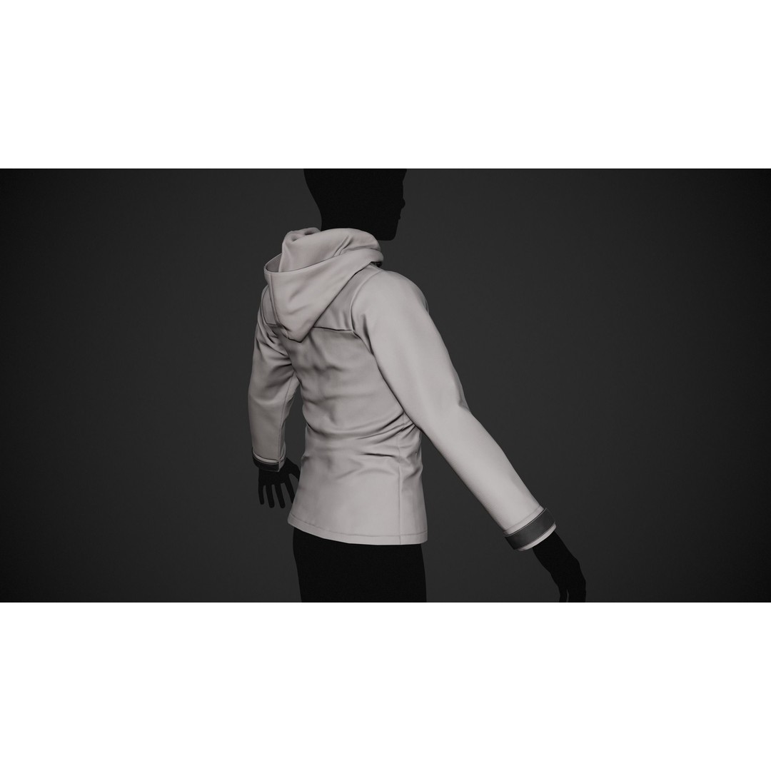 Gray Snowboard Hoodie 3D Model – Low Poly PBR Game Asset, FBX - View 5