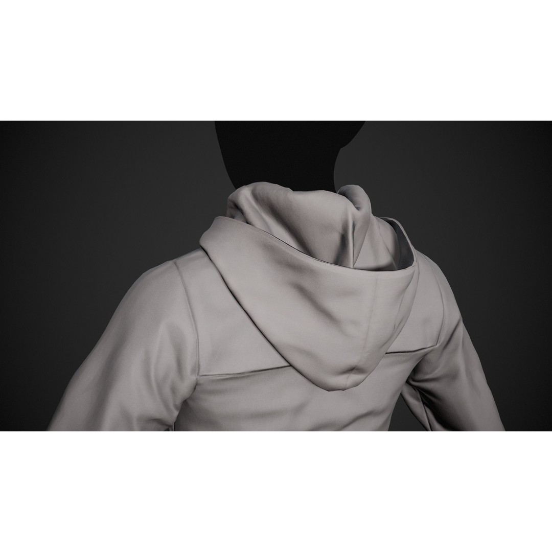 Gray Snowboard Hoodie 3D Model – Low Poly PBR Game Asset, FBX - View 7