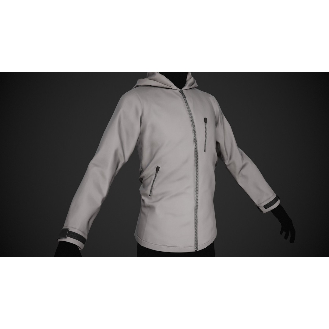 Gray Snowboard Hoodie 3D Model – Low Poly PBR Game Asset, FBX - View 9