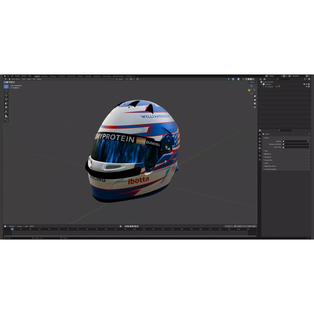 Williams 2024 Helmets 3D Model – High Detail PBR Asset, FBX, Blender - View 13