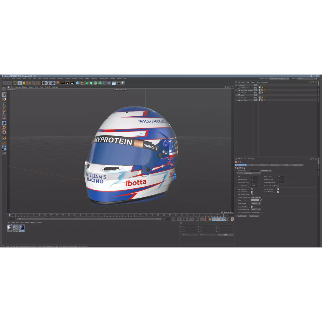 Williams 2024 Helmets 3D Model – High Detail PBR Asset, FBX, Blender - View 14