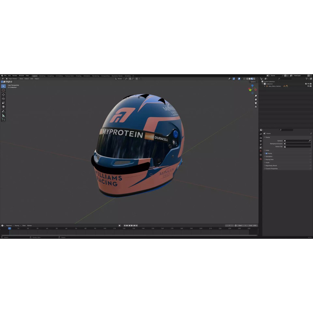 Williams 2024 Helmets 3D Model – High Detail PBR Asset, FBX, Blender - View 30