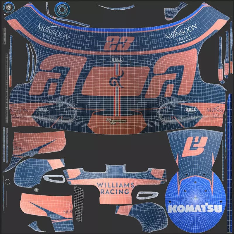 Williams 2024 Helmets 3D Model – High Detail PBR Asset, FBX, Blender - View 33