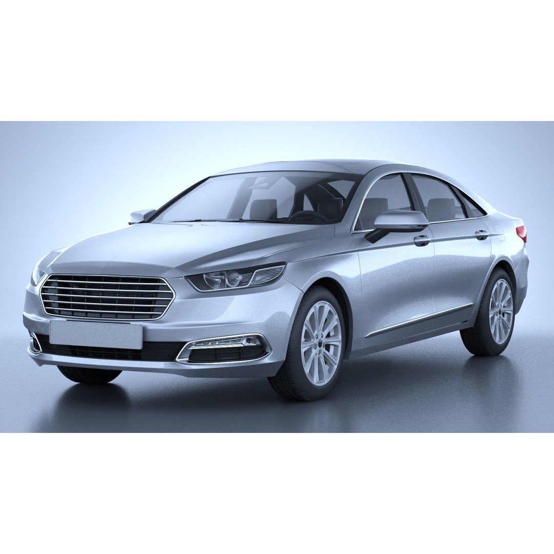 Generic American Car 3D Model – High Poly Vehicle for Animation, FBX, OBJ - View 3