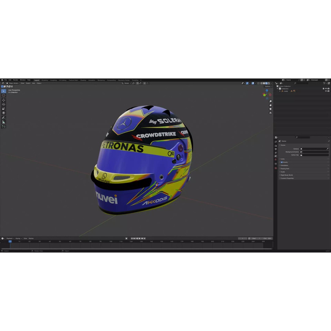 Lewis Hamilton Helmet 3D Model – High Detail Game-Ready Asset, FBX - View 13
