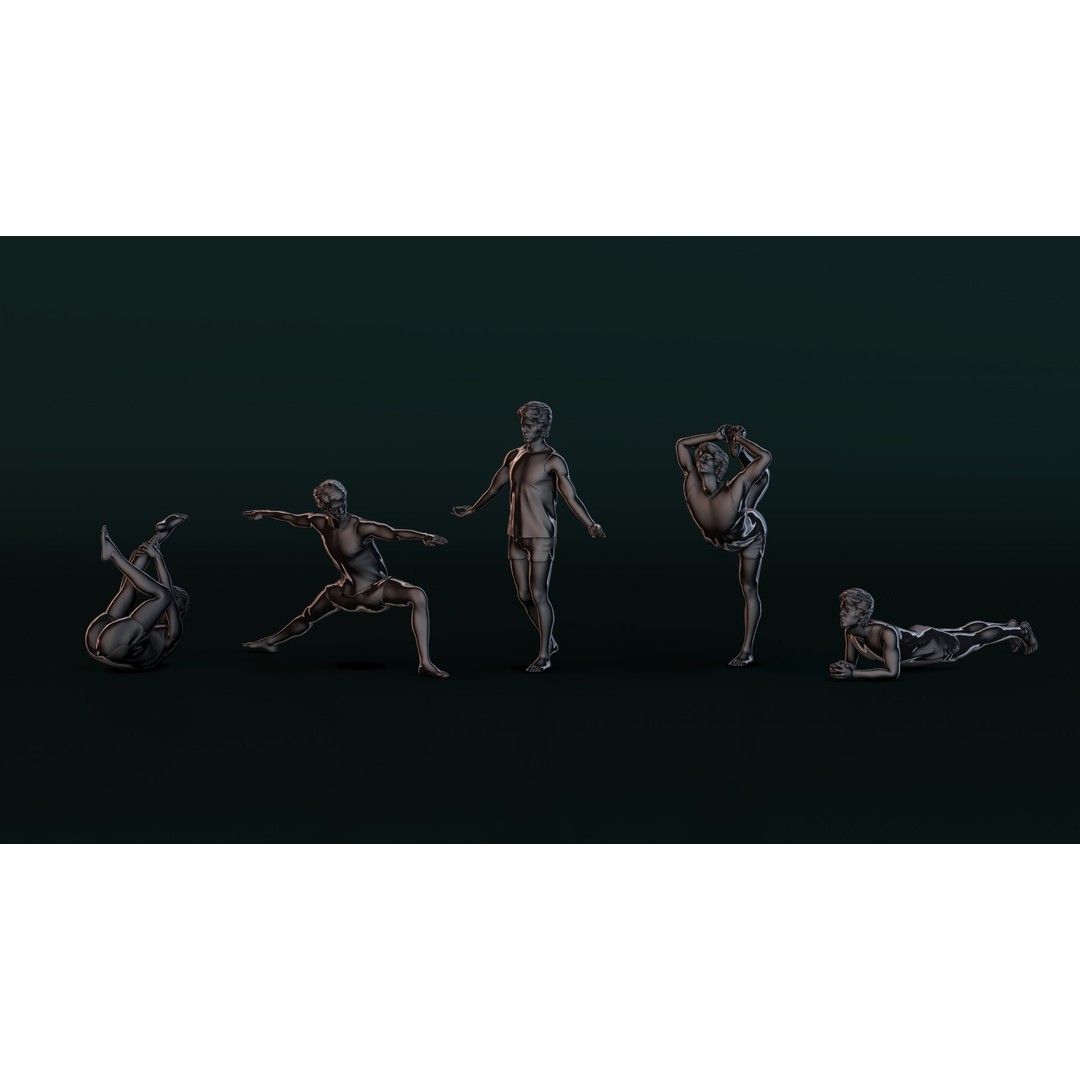 Yoga Man 03 3D Model – Realistic Pose Collection, FBX, OBJ - View 12