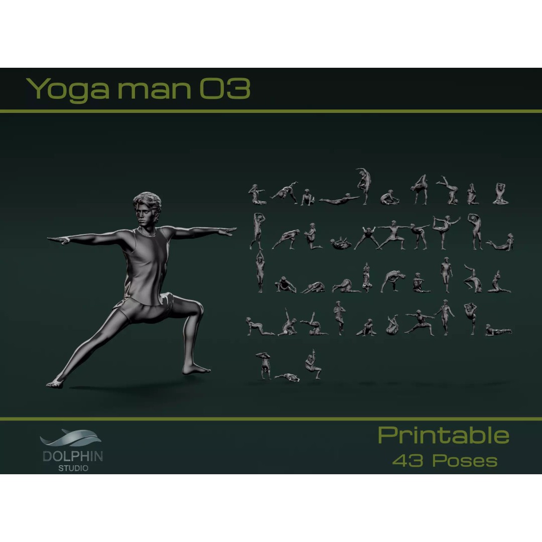 Yoga Man 03 3D Model – Realistic Pose Collection, FBX, OBJ - View 2