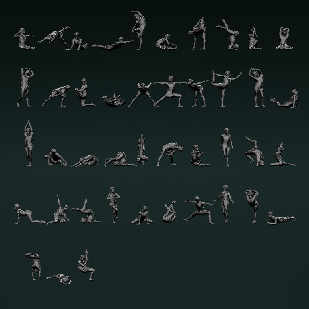 Yoga Man 03 3D Model – Realistic Pose Collection, FBX, OBJ - View 3