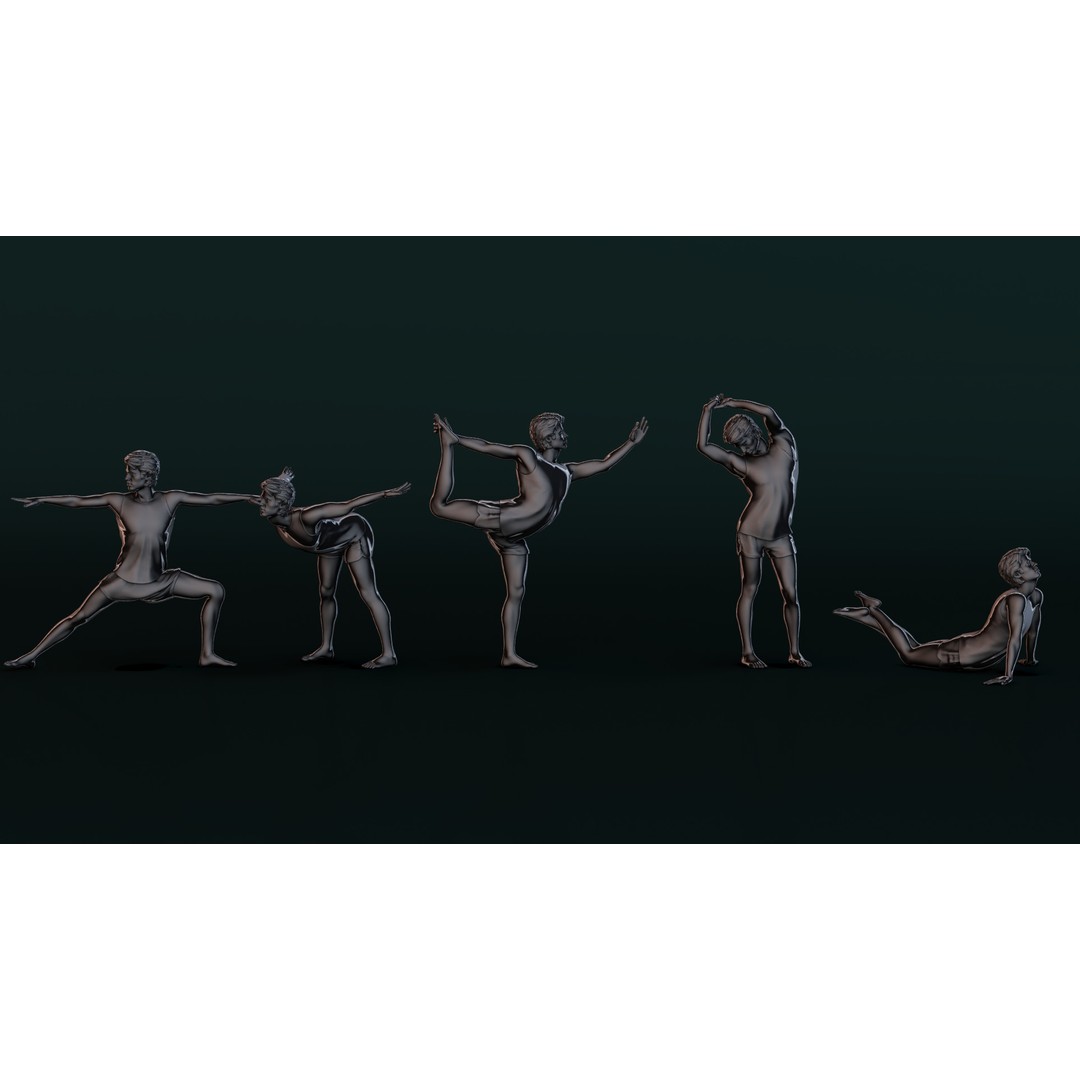 Yoga Man 03 3D Model – Realistic Pose Collection, FBX, OBJ - View 8