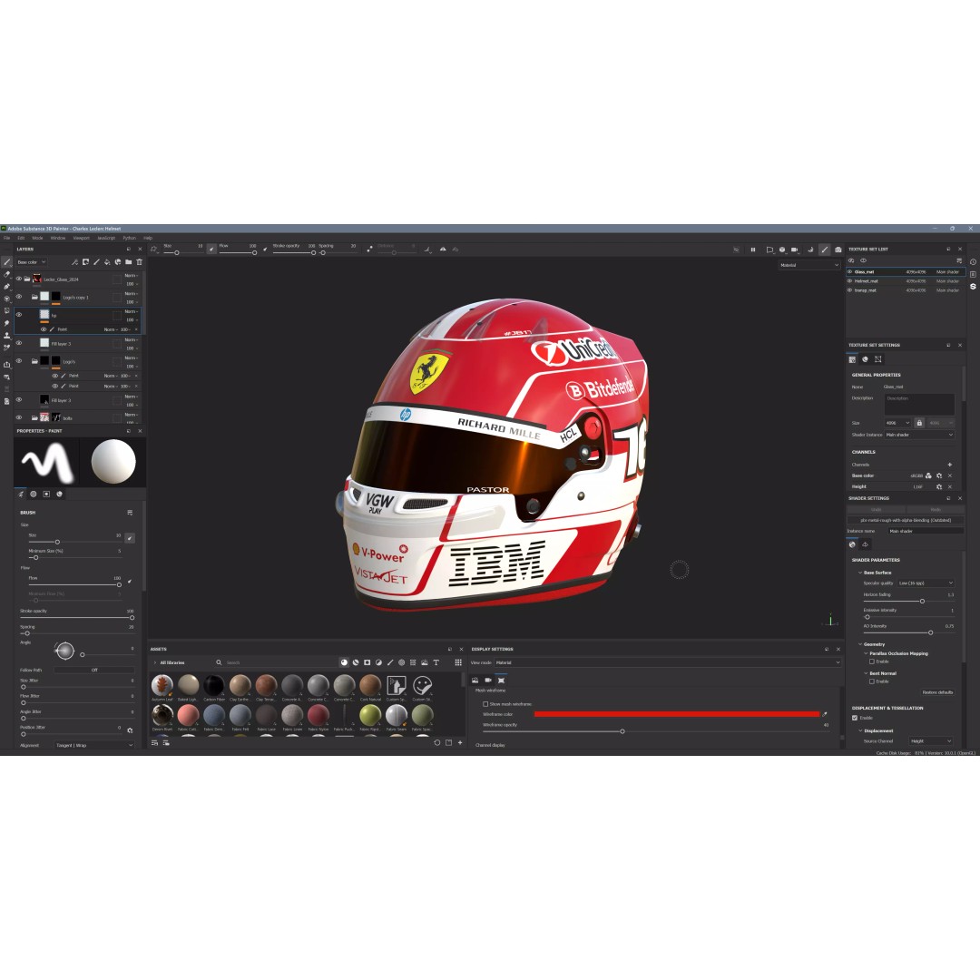 Ferrari Helmet 3D Model – High Detail PBR Asset, FBX, OBJ - View 15