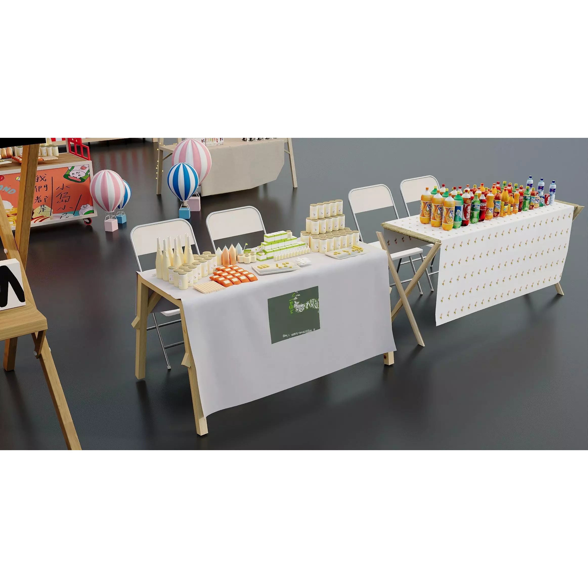 Colorful Street Food Market Stalls - Game-Ready 3D Model - View 10