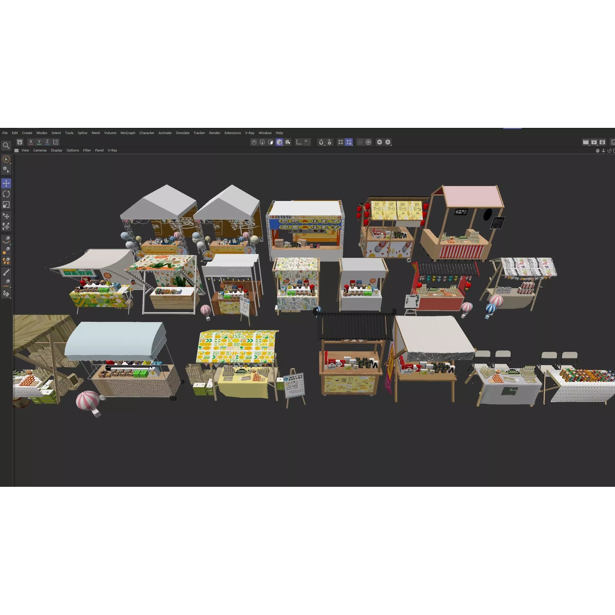 Colorful Street Food Market Stalls - Game-Ready 3D Model - View 20