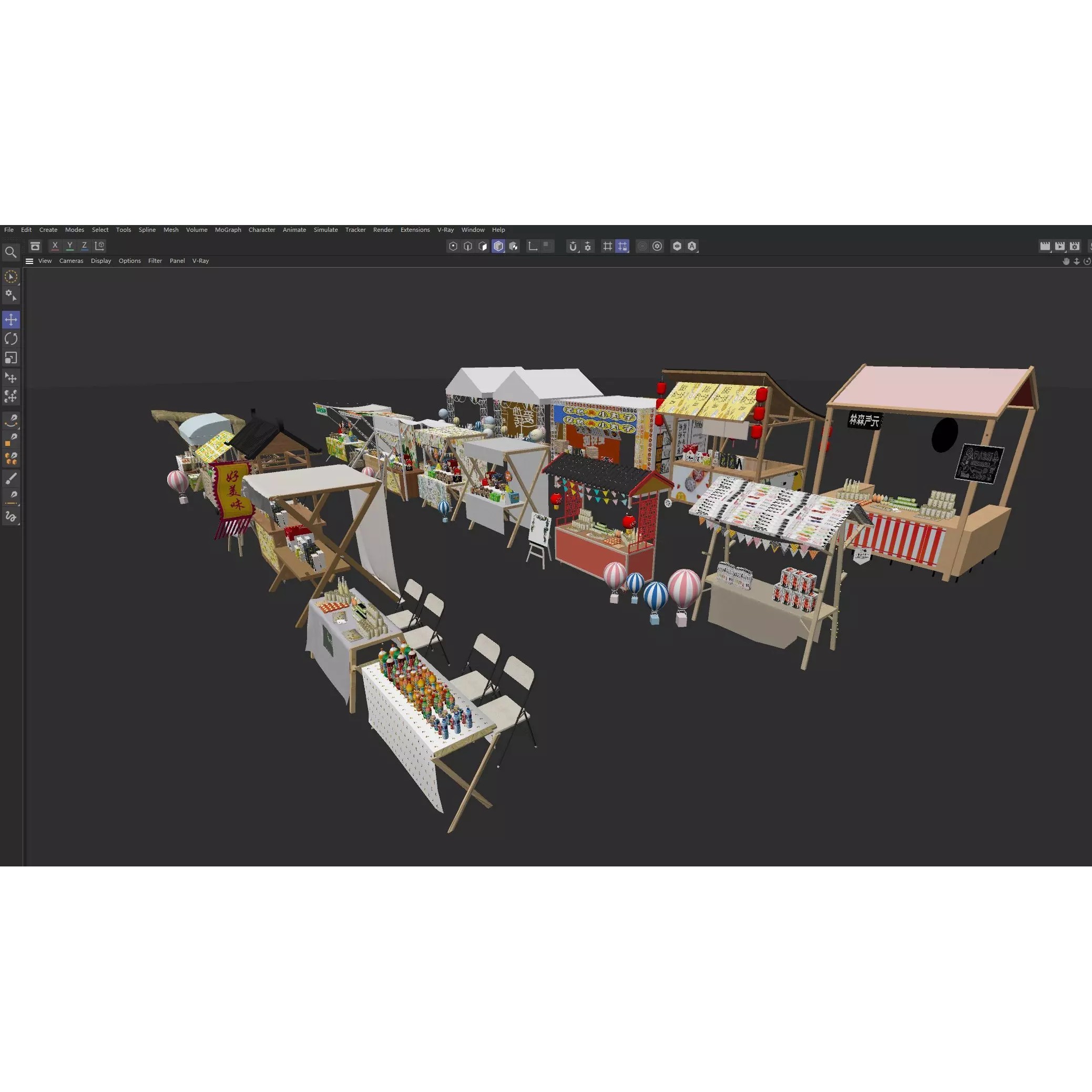 Colorful Street Food Market Stalls - Game-Ready 3D Model - View 21