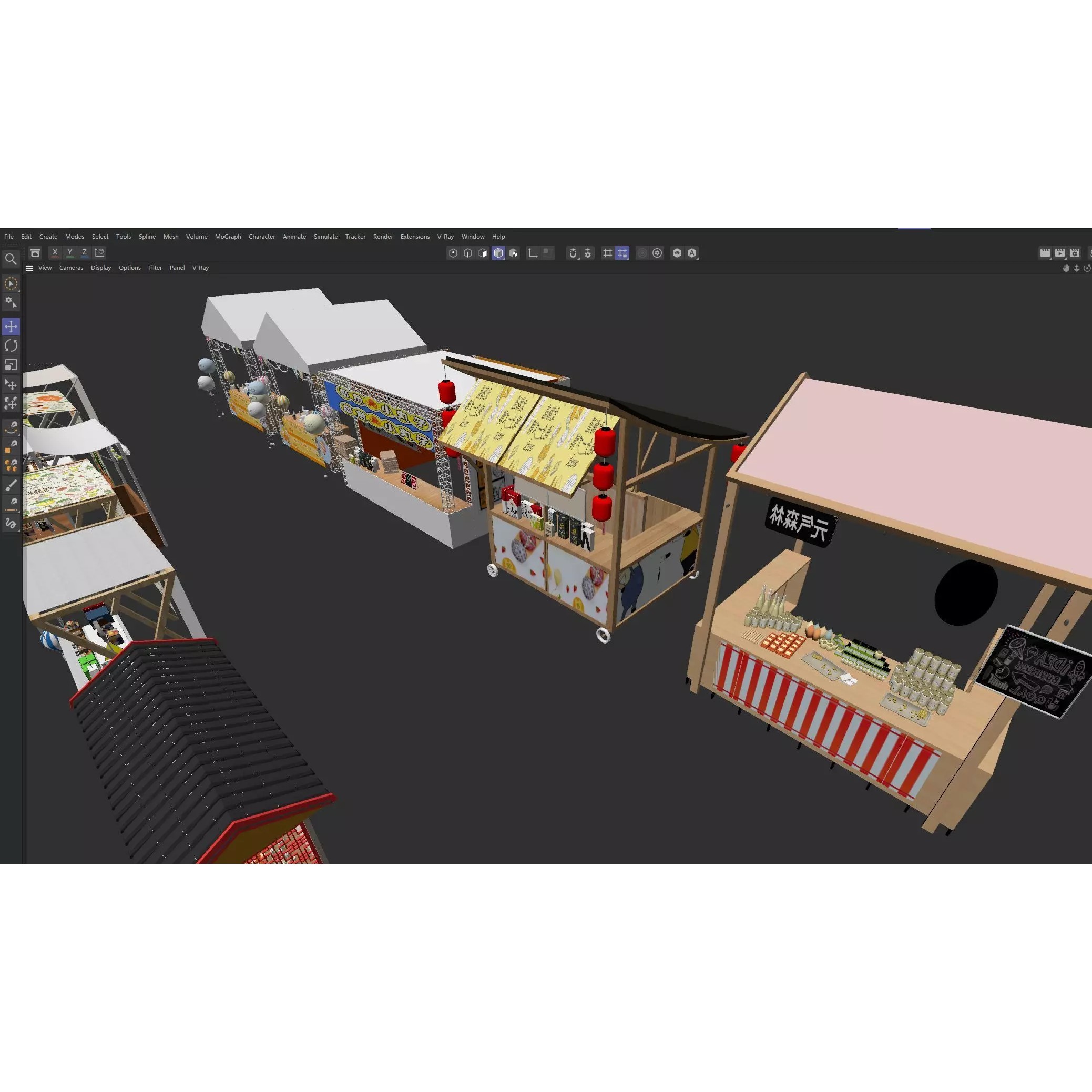 Colorful Street Food Market Stalls - Game-Ready 3D Model - View 22