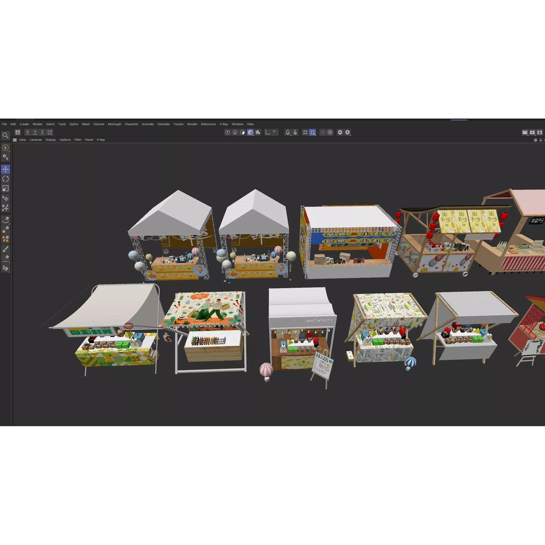 Colorful Street Food Market Stalls - Game-Ready 3D Model - View 23
