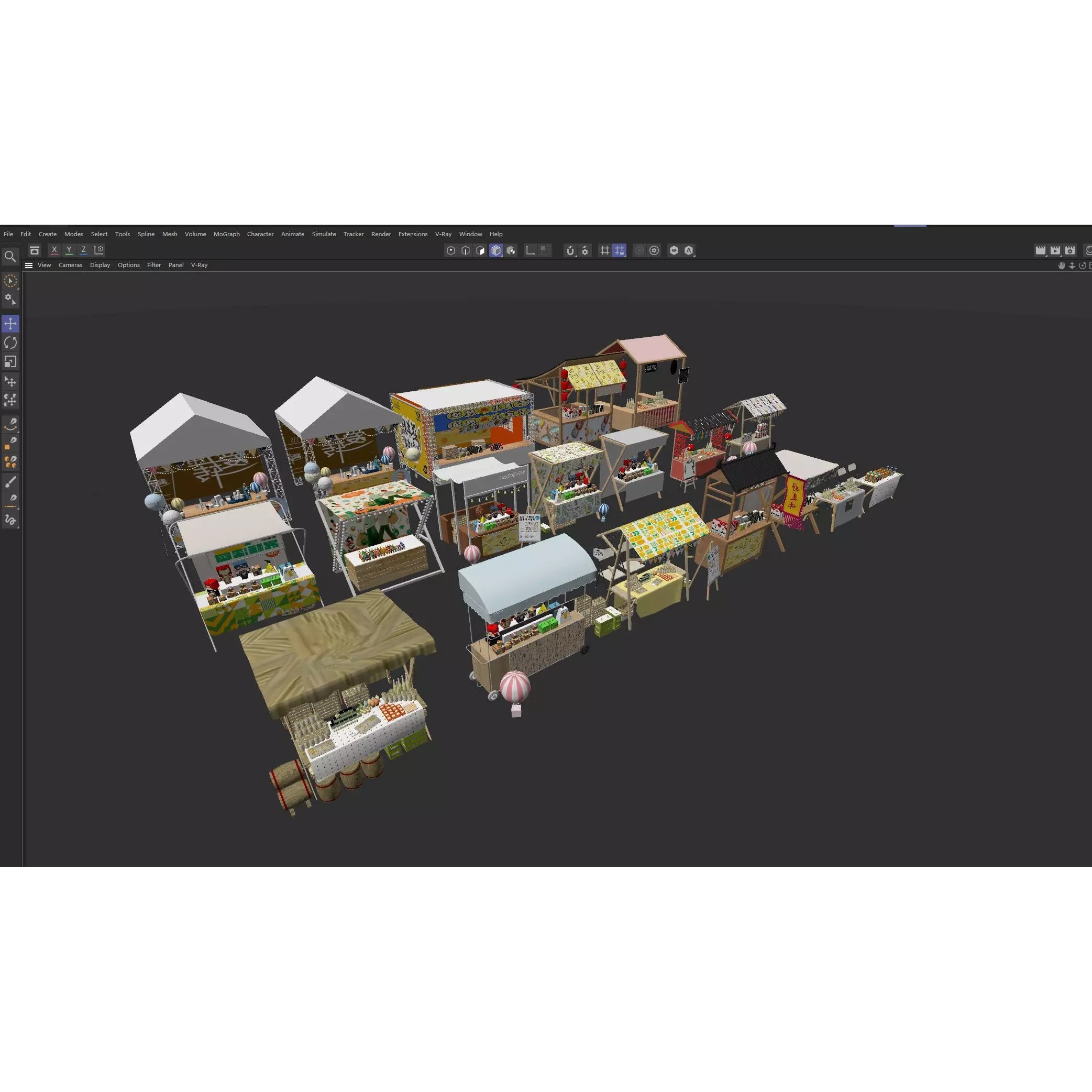 Colorful Street Food Market Stalls - Game-Ready 3D Model - View 24