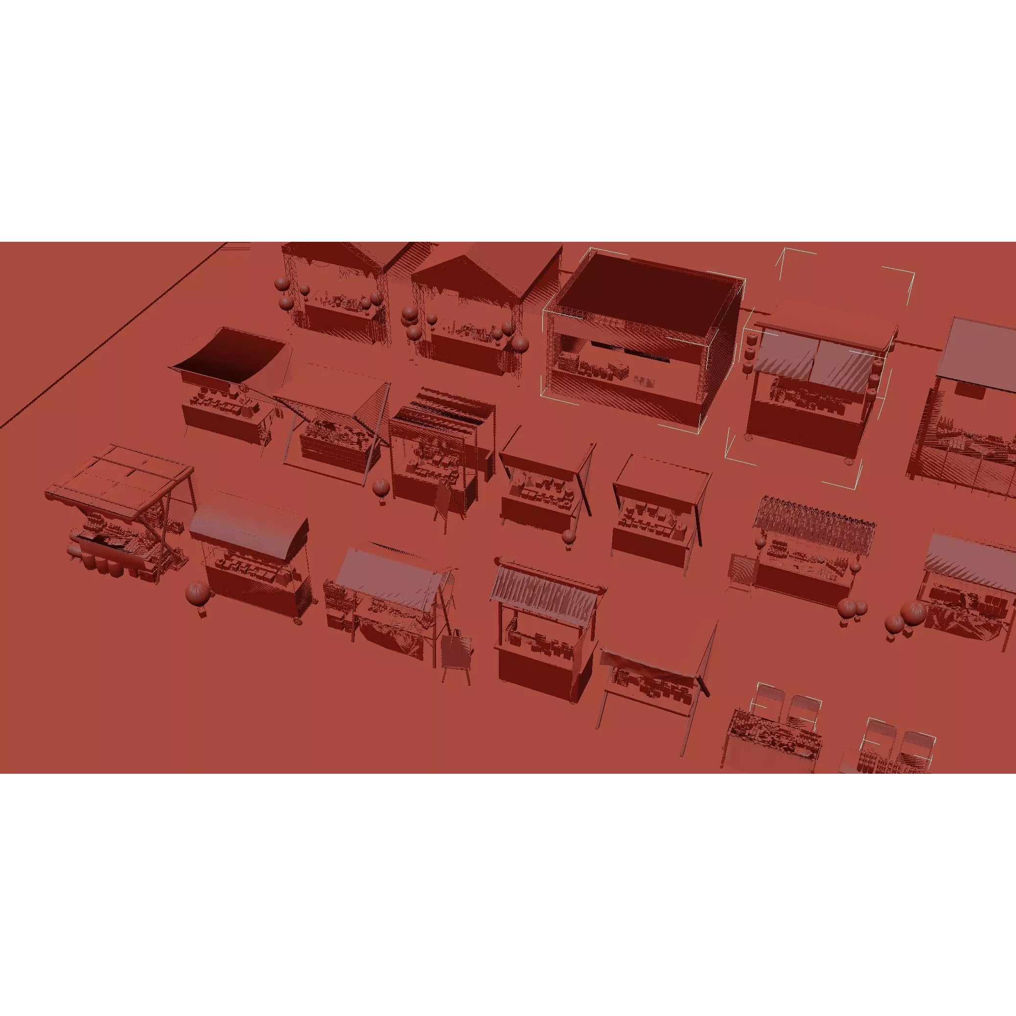 Colorful Street Food Market Stalls - Game-Ready 3D Model - View 25