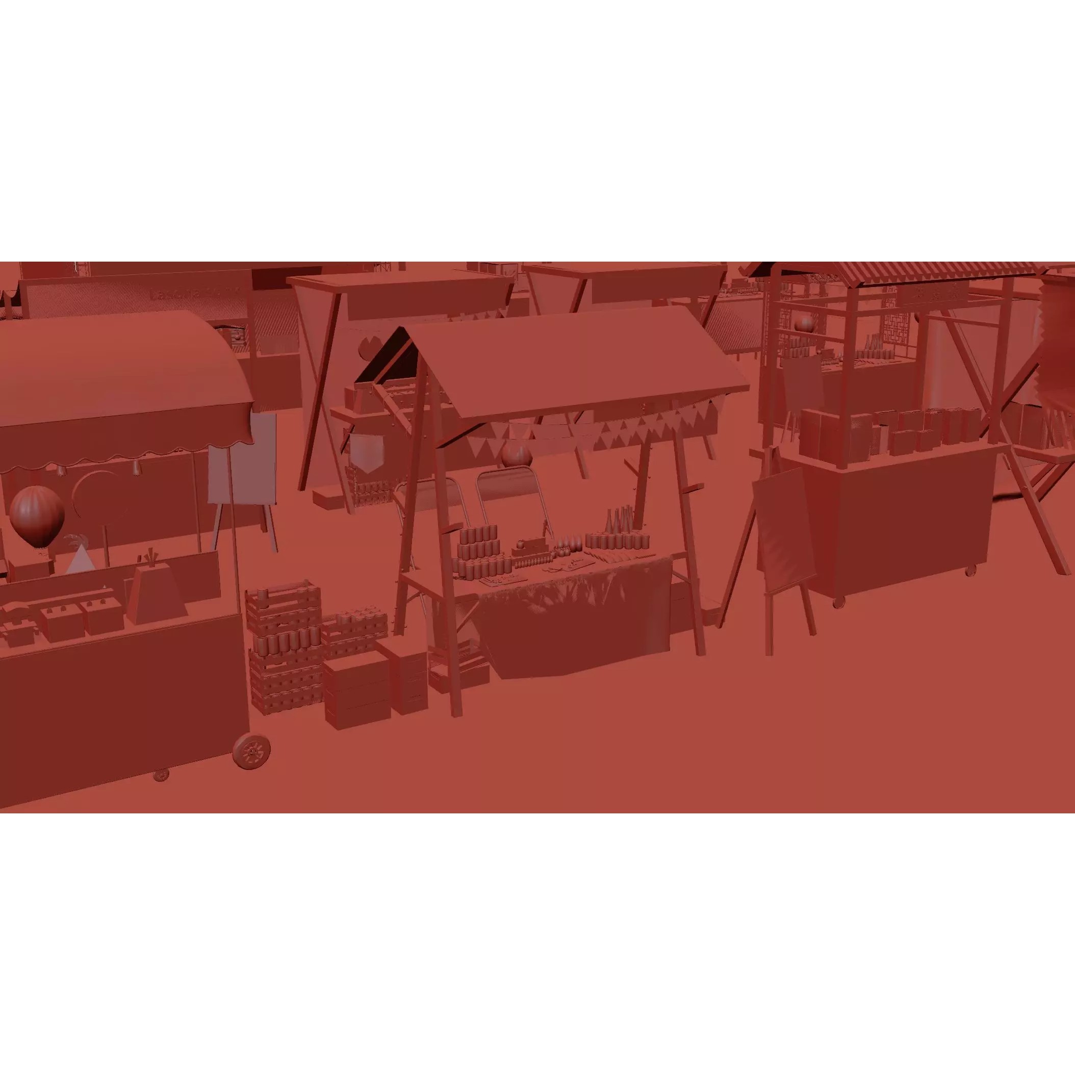 Colorful Street Food Market Stalls - Game-Ready 3D Model - View 26