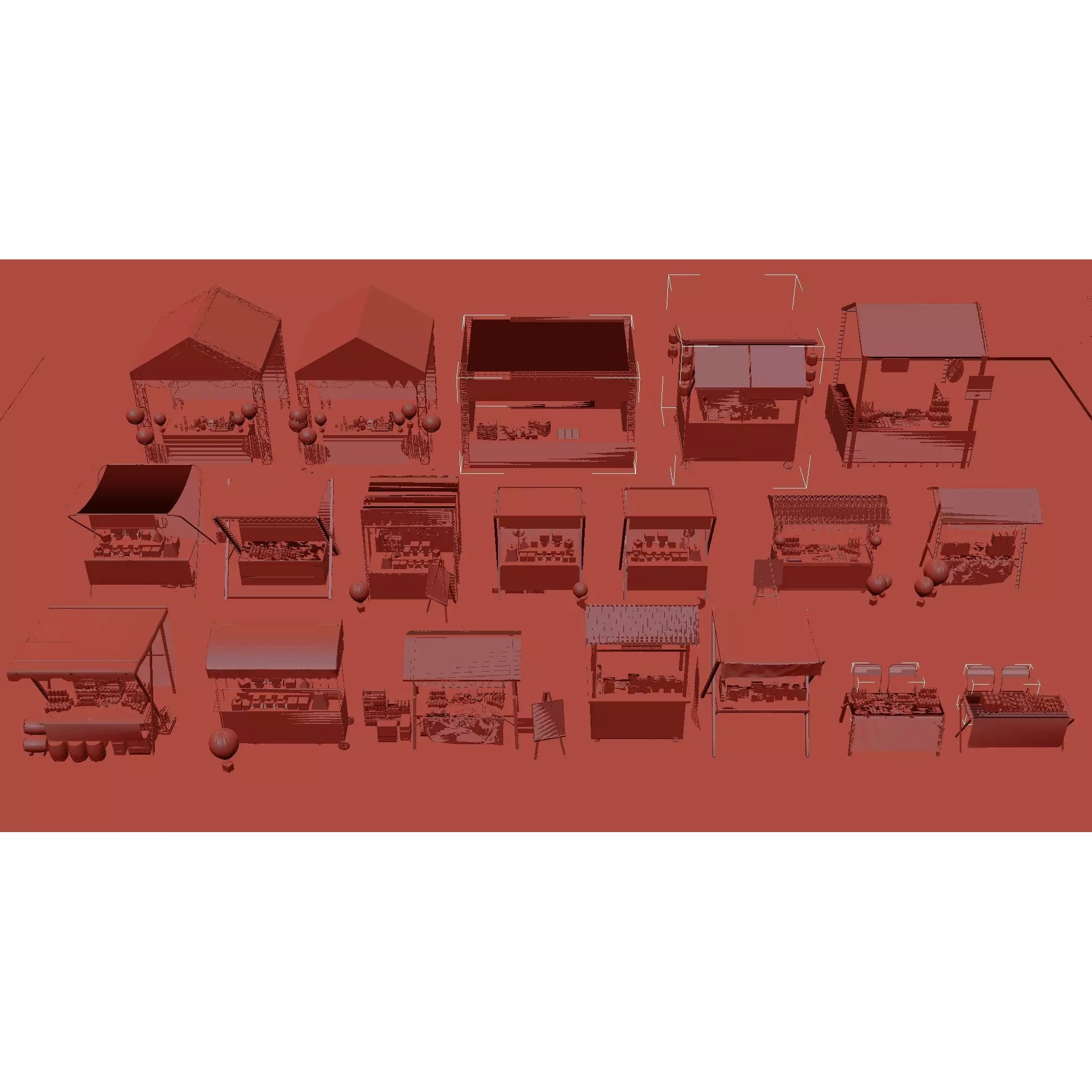 Colorful Street Food Market Stalls - Game-Ready 3D Model - View 27