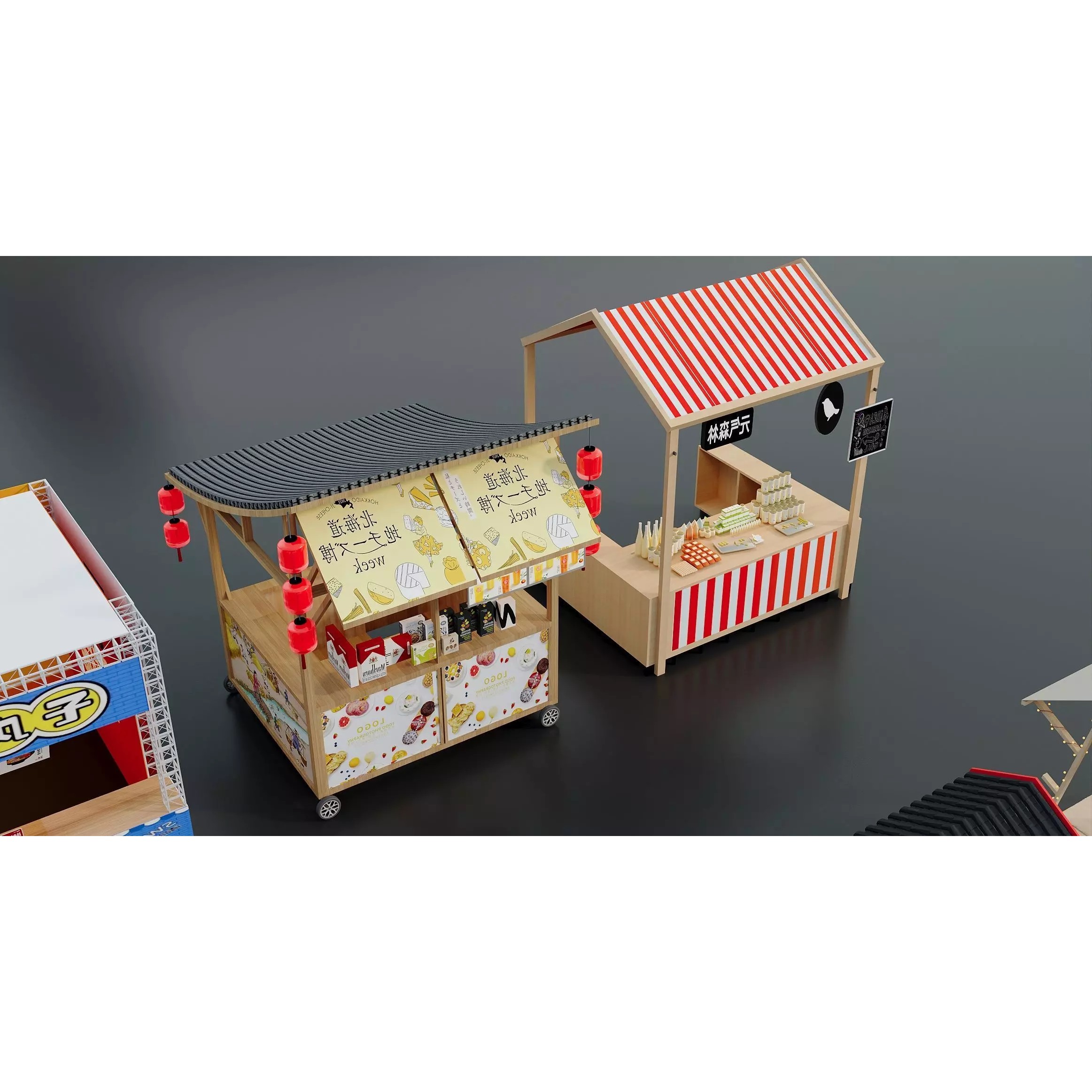 Colorful Street Food Market Stalls - Game-Ready 3D Model - View 5