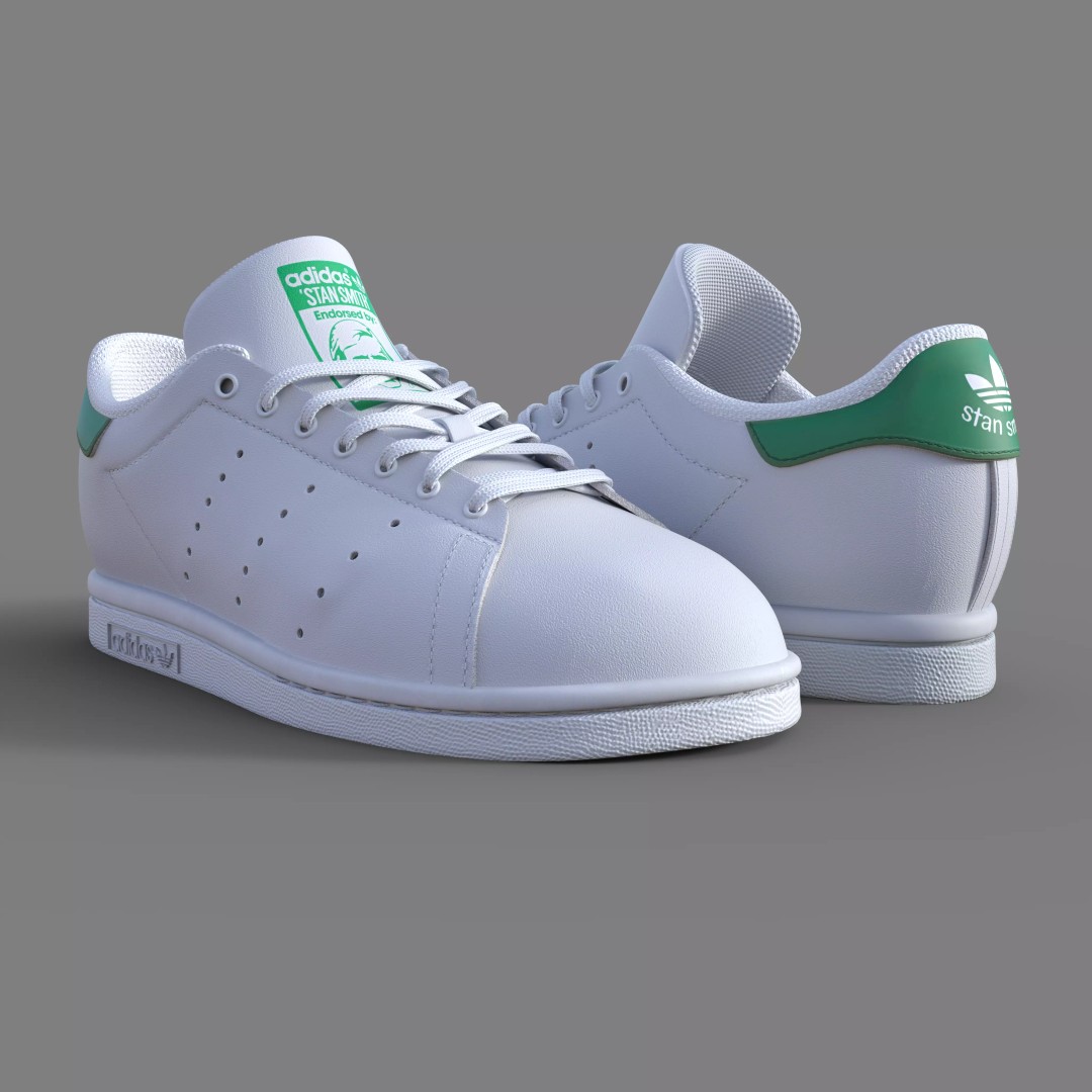 Adidas Stan Smith Sneakers 3D Model – Rigged PBR Asset, Blender, FBX, OBJ - View 2