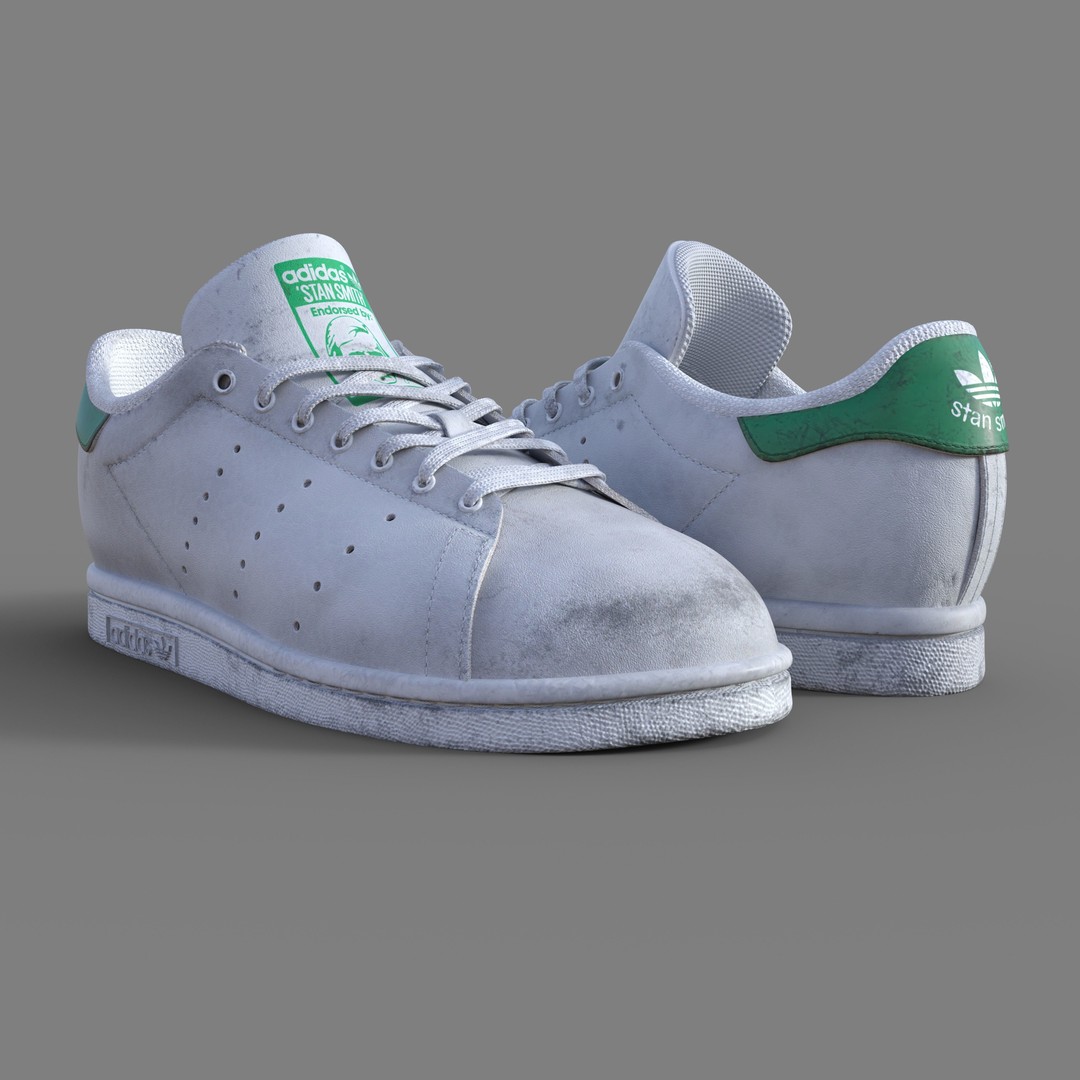 Adidas Stan Smith Sneakers 3D Model – Rigged PBR Asset, Blender, FBX, OBJ - View 3