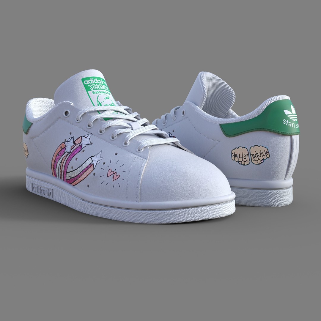 Adidas Stan Smith Sneakers 3D Model – Rigged PBR Asset, Blender, FBX, OBJ - View 8