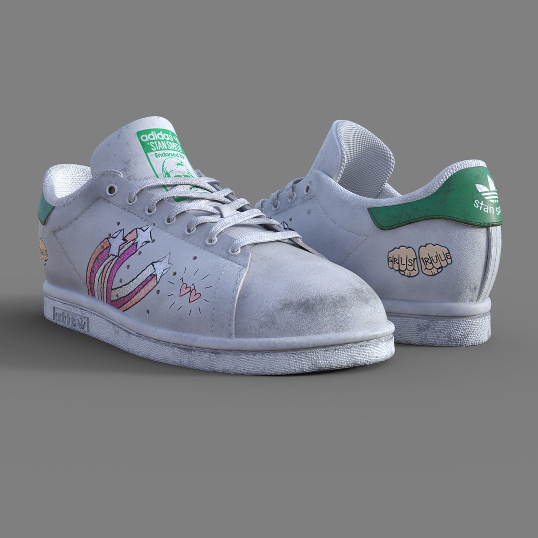 Adidas Stan Smith Sneakers 3D Model – Rigged PBR Asset, Blender, FBX, OBJ - View 9