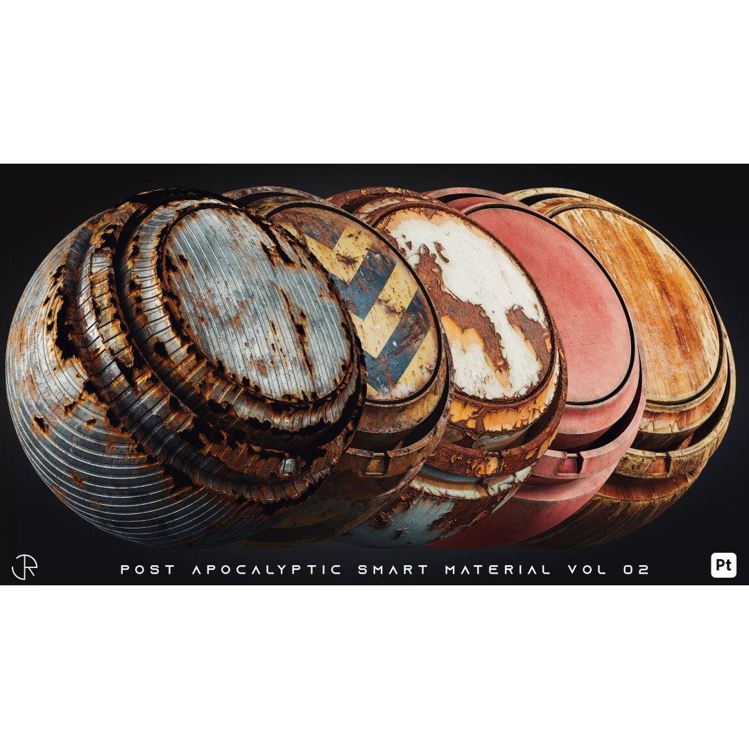 Post Apocalyptic Smart Materials 3D Model – Customizable Textures, PBR - View 2