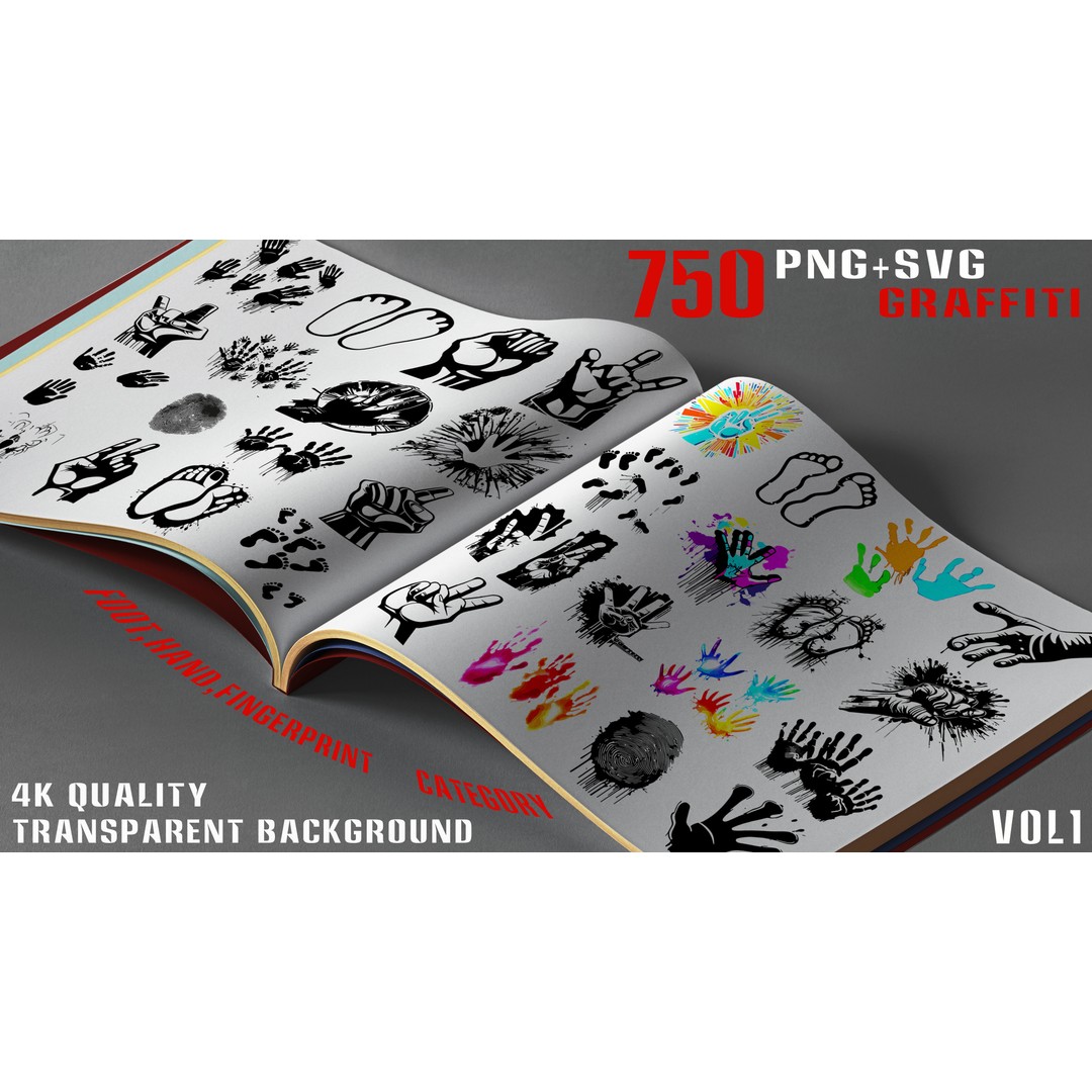 Graffiti Decals 3D Model – 750 PNG & SVG Textures for 2D/3D Art