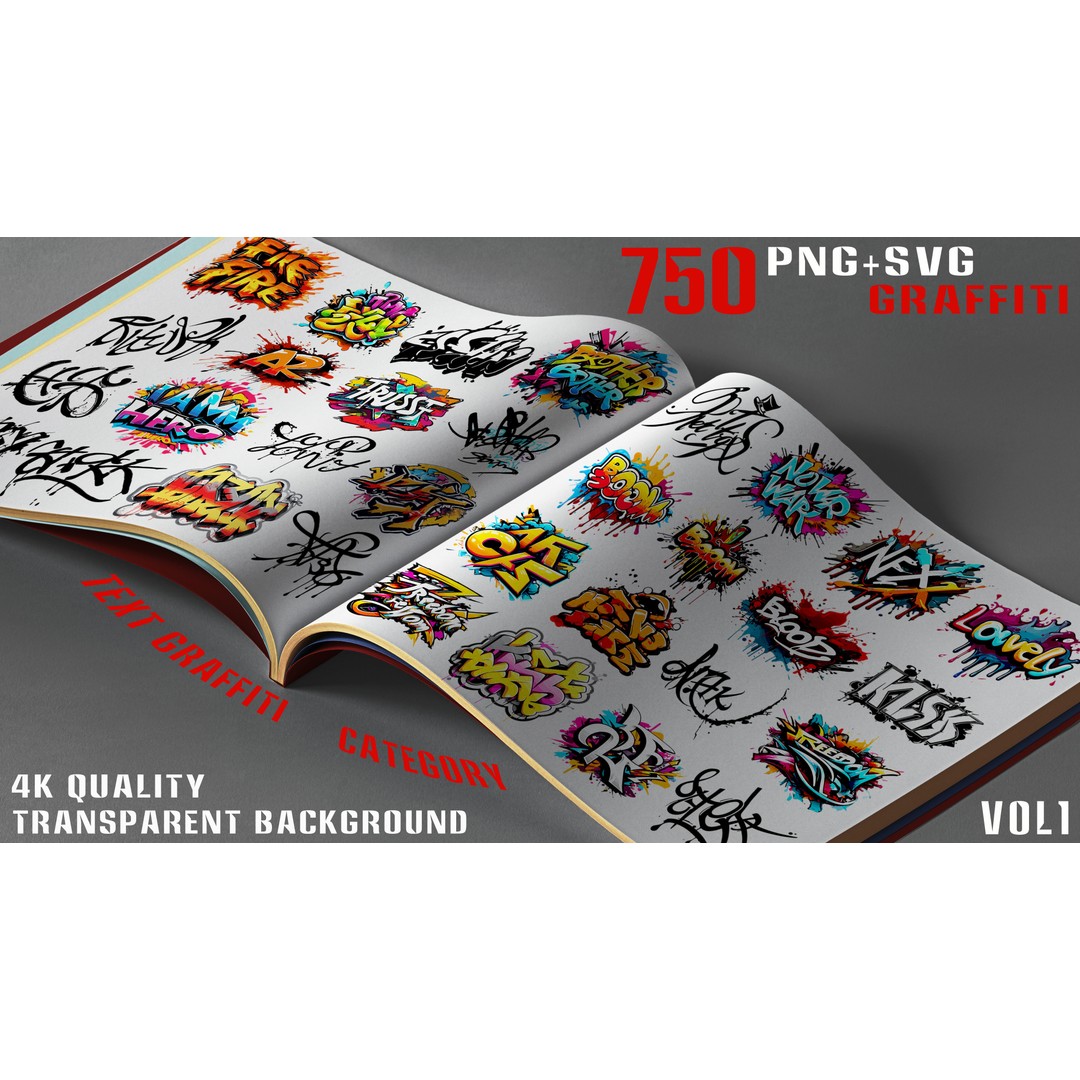 Graffiti Decals 3D Model – 750 PNG & SVG Textures for 2D/3D Art - View 10