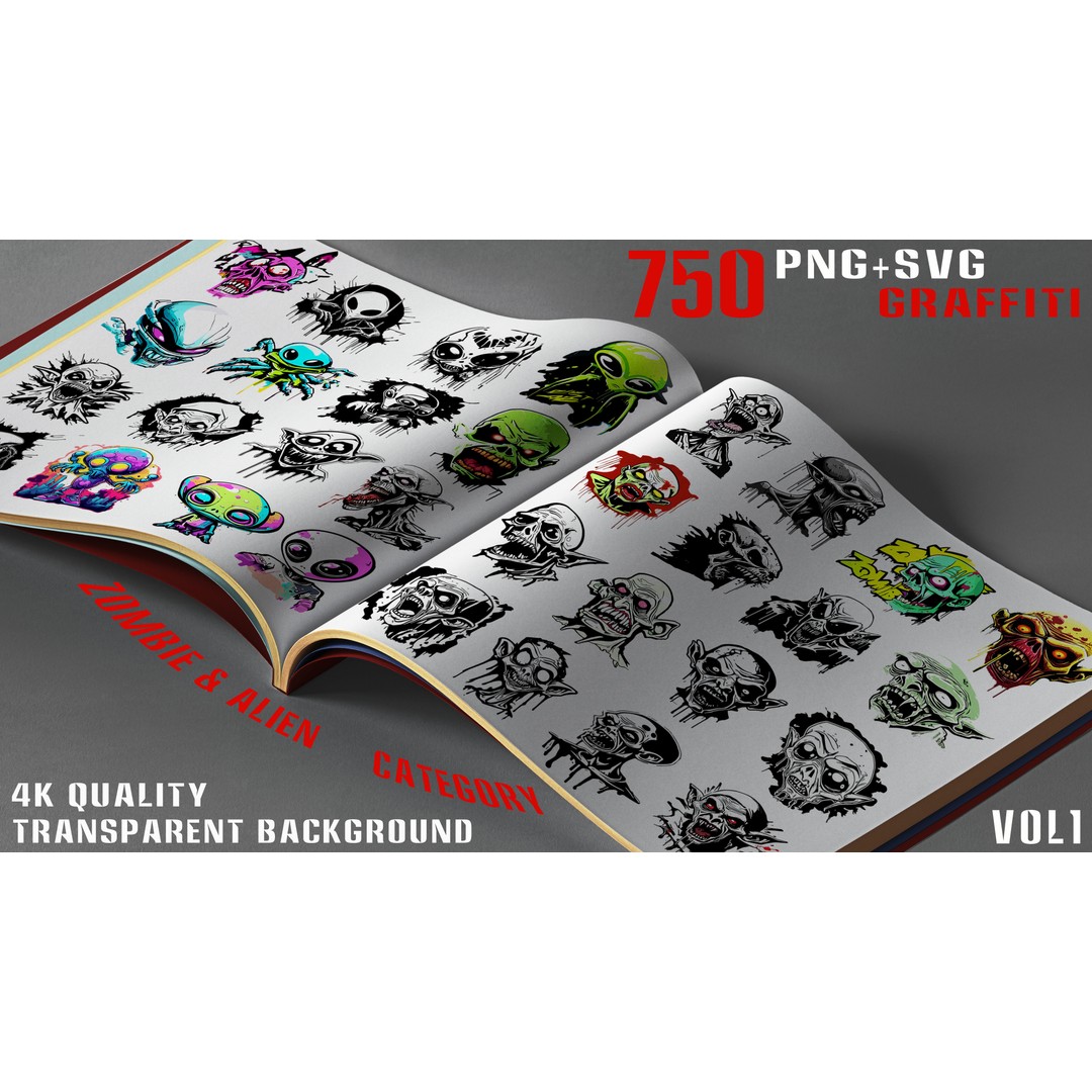 Graffiti Decals 3D Model – 750 PNG & SVG Textures for 2D/3D Art - View 11