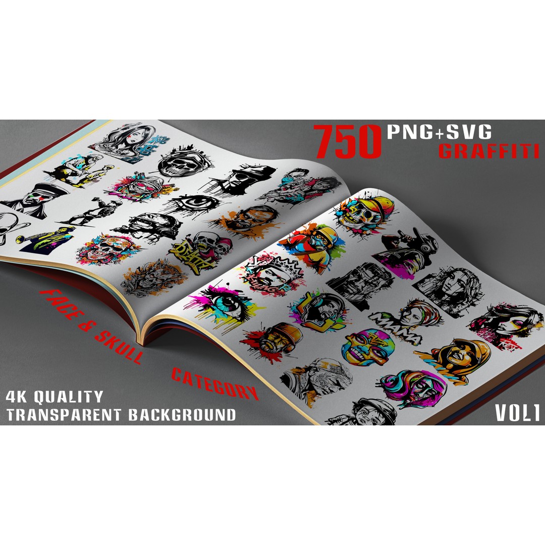 Graffiti Decals 3D Model – 750 PNG & SVG Textures for 2D/3D Art - View 6