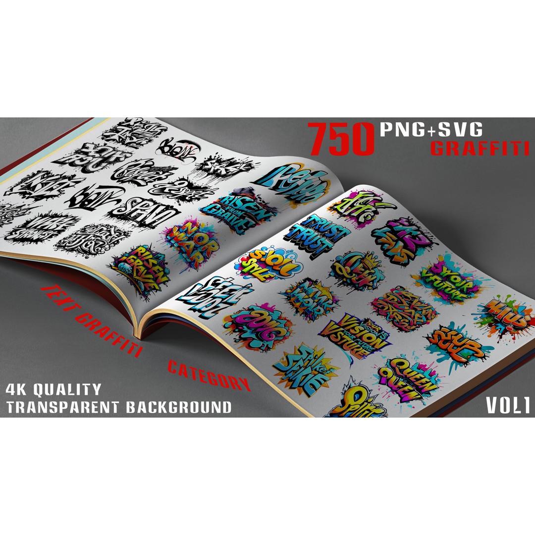 Graffiti Decals 3D Model – 750 PNG & SVG Textures for 2D/3D Art - View 8