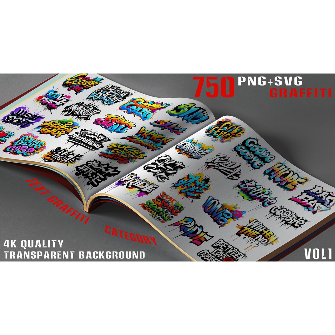 Graffiti Decals 3D Model – 750 PNG & SVG Textures for 2D/3D Art - View 9