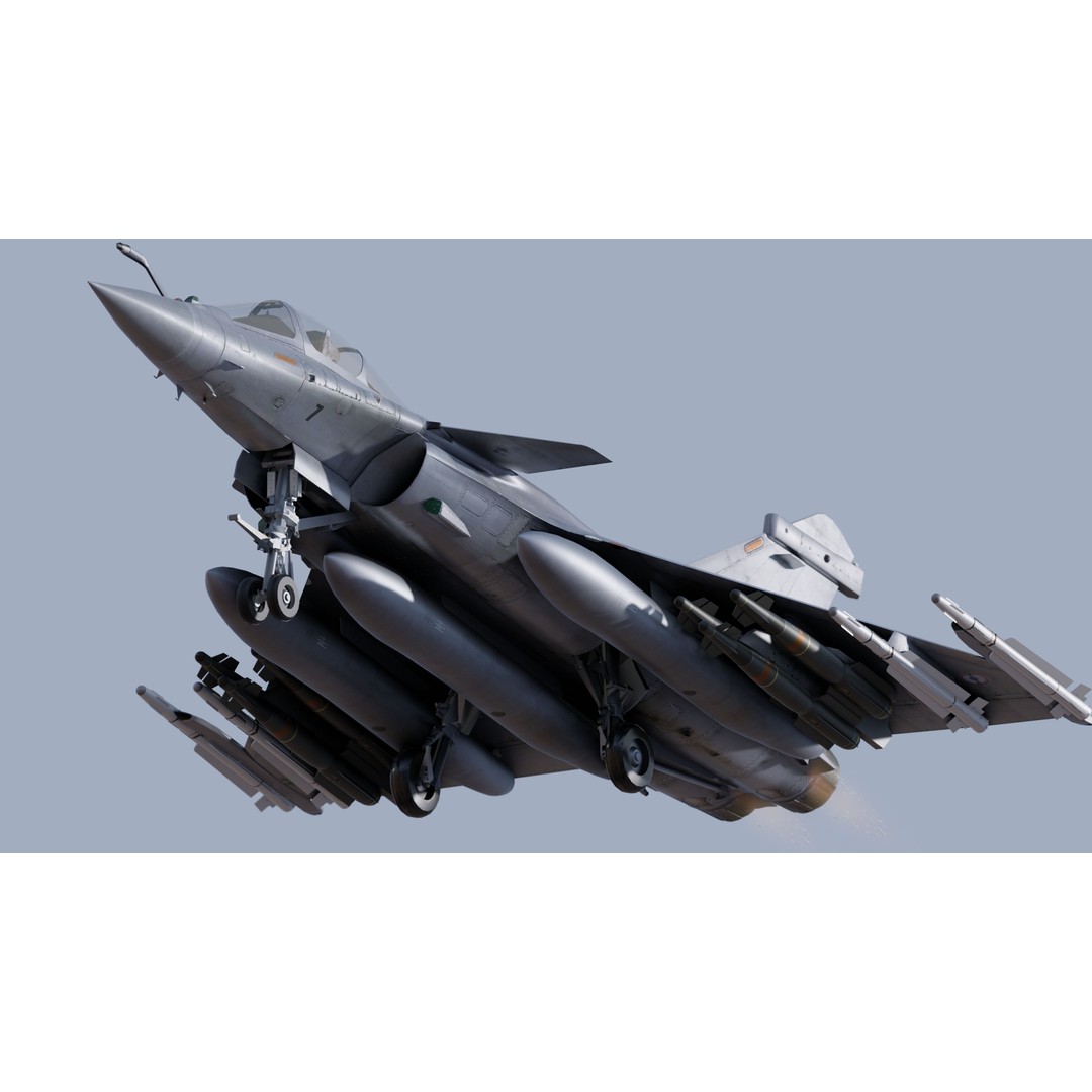 Dassault Rafale M 3D Model – Fully Rigged Low-Poly Aircraft, Blender - View 13