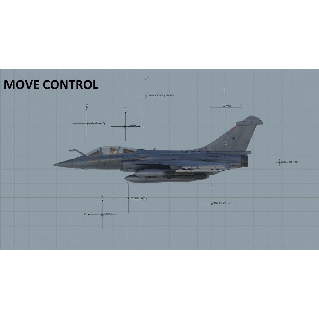 Dassault Rafale M 3D Model – Fully Rigged Low-Poly Aircraft, Blender - View 21