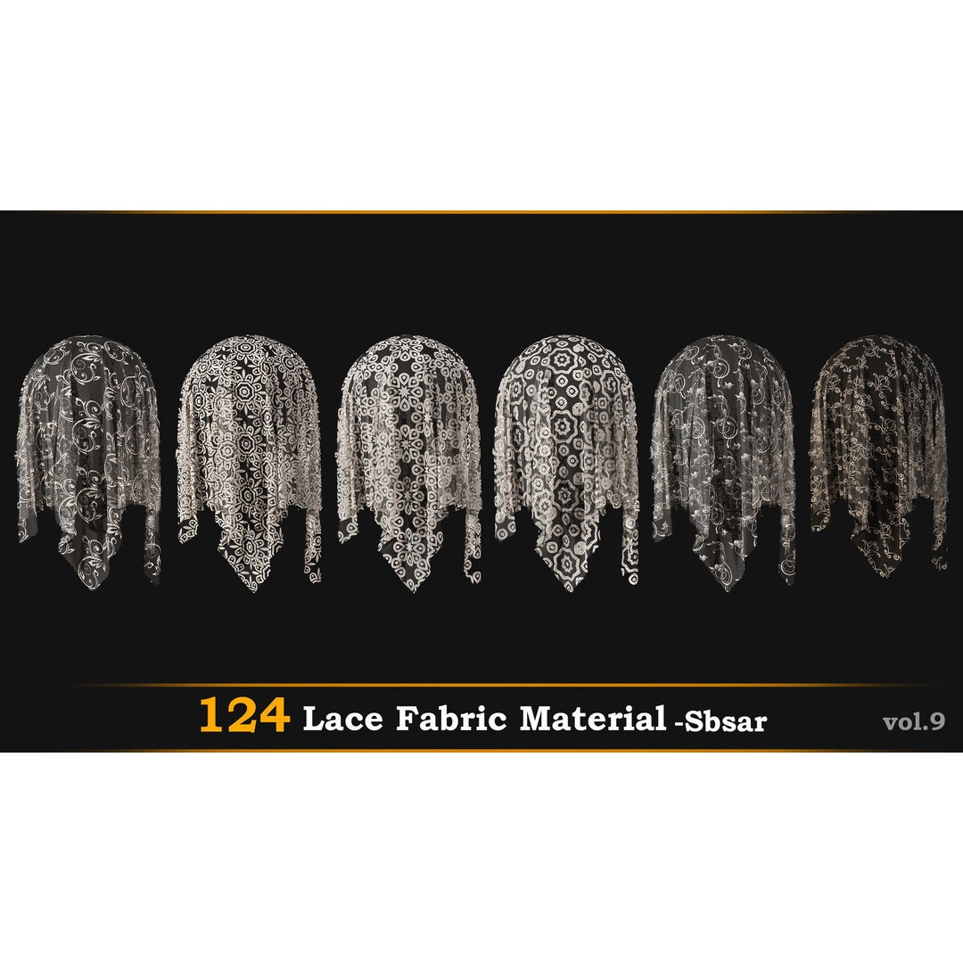 Lace Fabric Material 3D Model – 124 PBR Textures, SBSAR - View 10