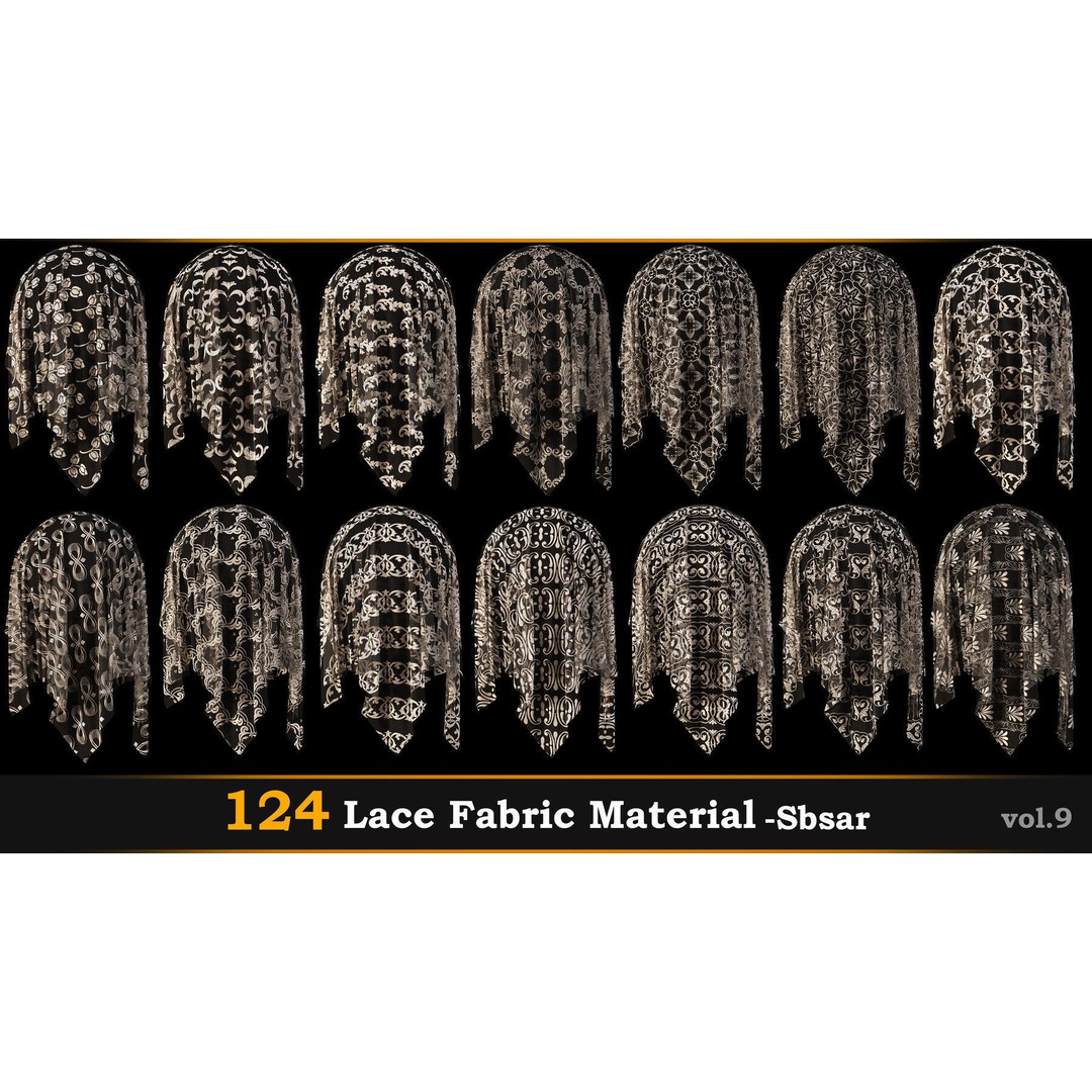 Lace Fabric Material 3D Model – 124 PBR Textures, SBSAR - View 11