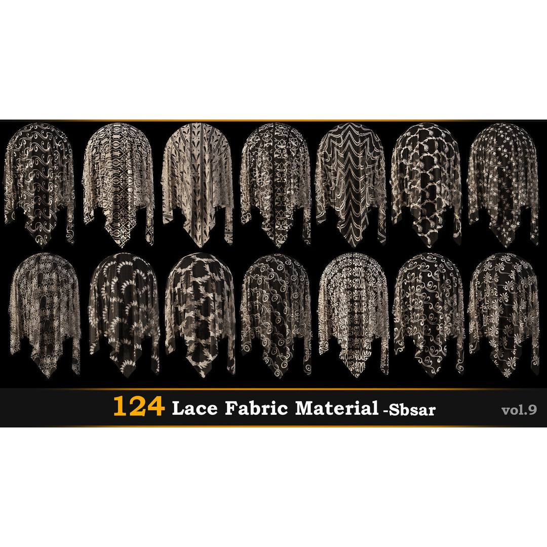 Lace Fabric Material 3D Model – 124 PBR Textures, SBSAR - View 12