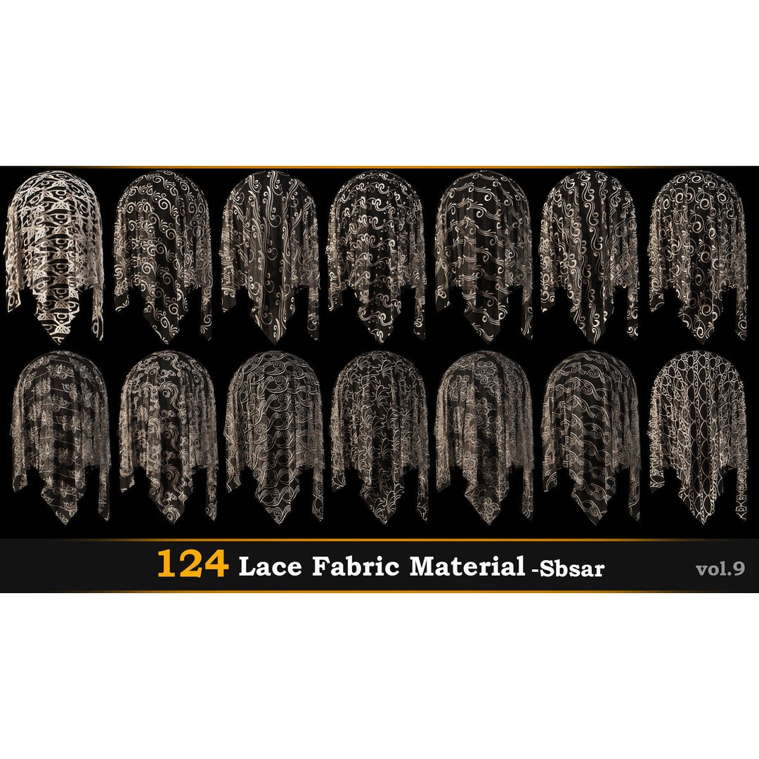 Lace Fabric Material 3D Model – 124 PBR Textures, SBSAR - View 13