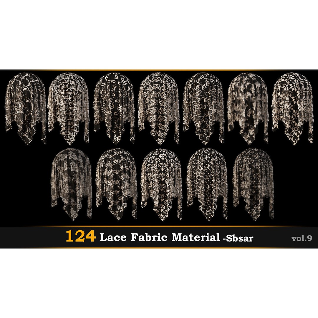 Lace Fabric Material 3D Model – 124 PBR Textures, SBSAR - View 14