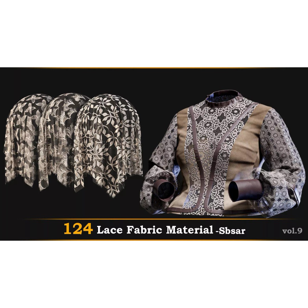 Lace Fabric Material 3D Model – 124 PBR Textures, SBSAR - View 2