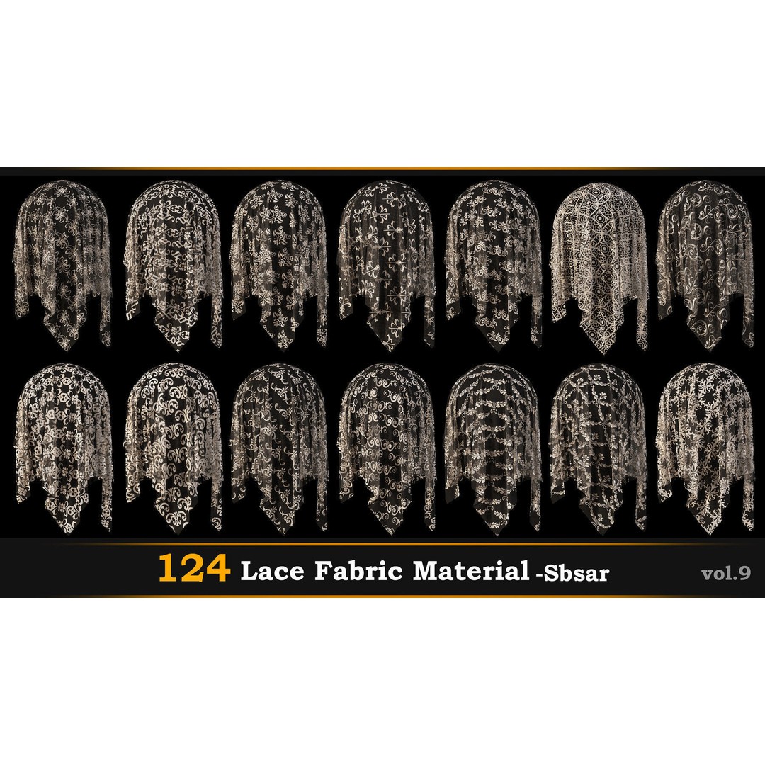 Lace Fabric Material 3D Model – 124 PBR Textures, SBSAR - View 6