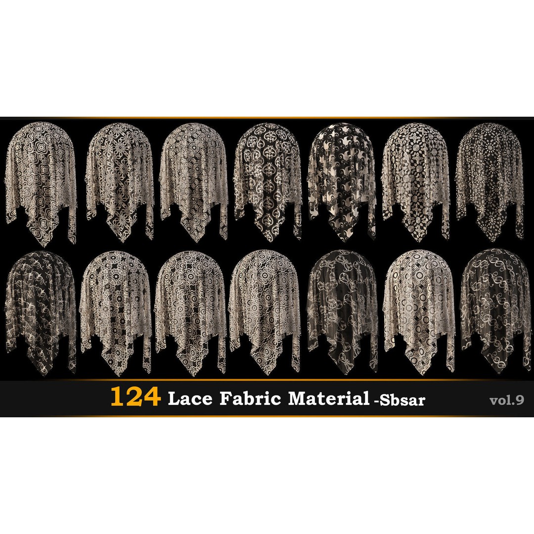 Lace Fabric Material 3D Model – 124 PBR Textures, SBSAR - View 7