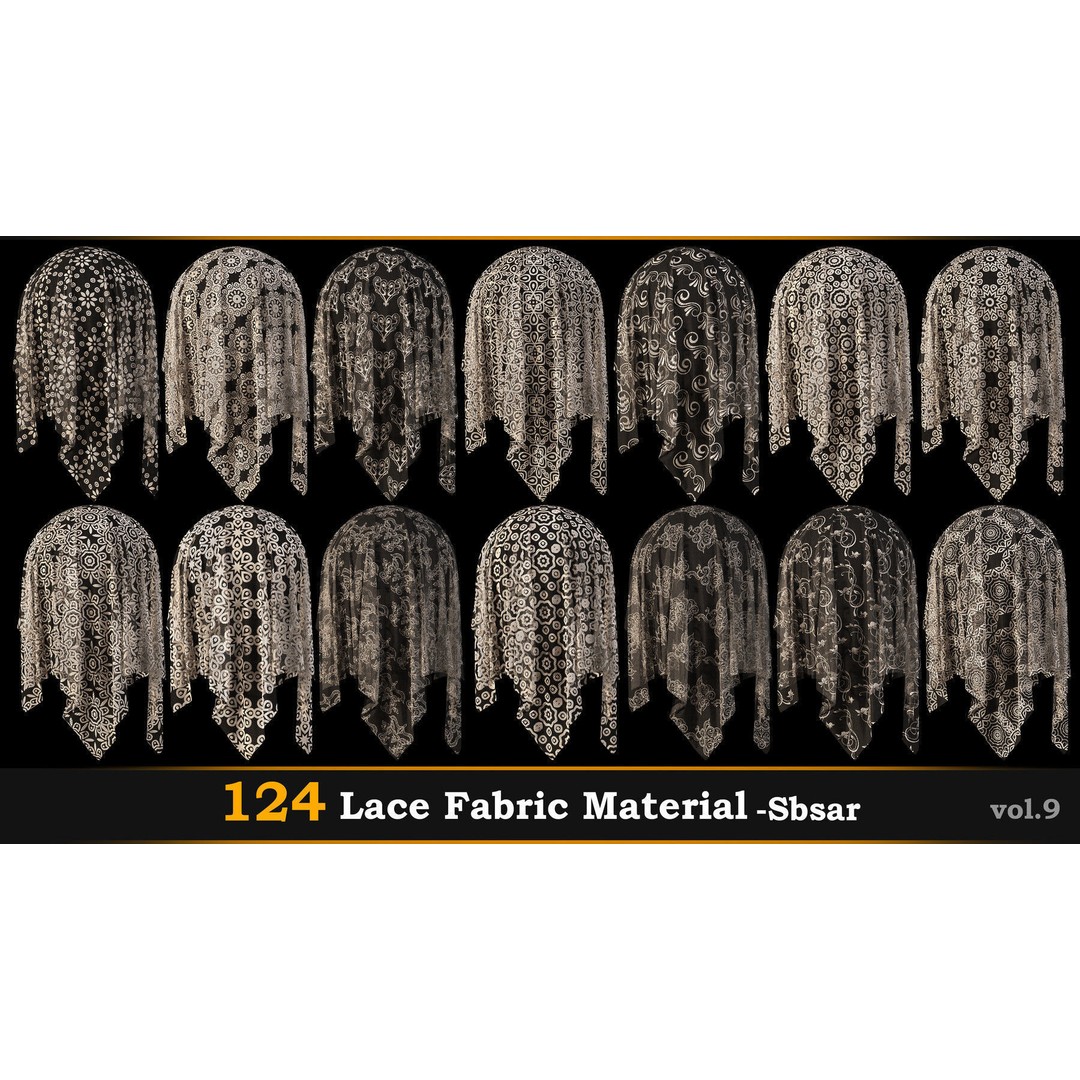 Lace Fabric Material 3D Model – 124 PBR Textures, SBSAR - View 8
