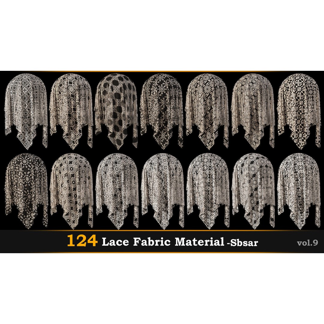 Lace Fabric Material 3D Model – 124 PBR Textures, SBSAR - View 9