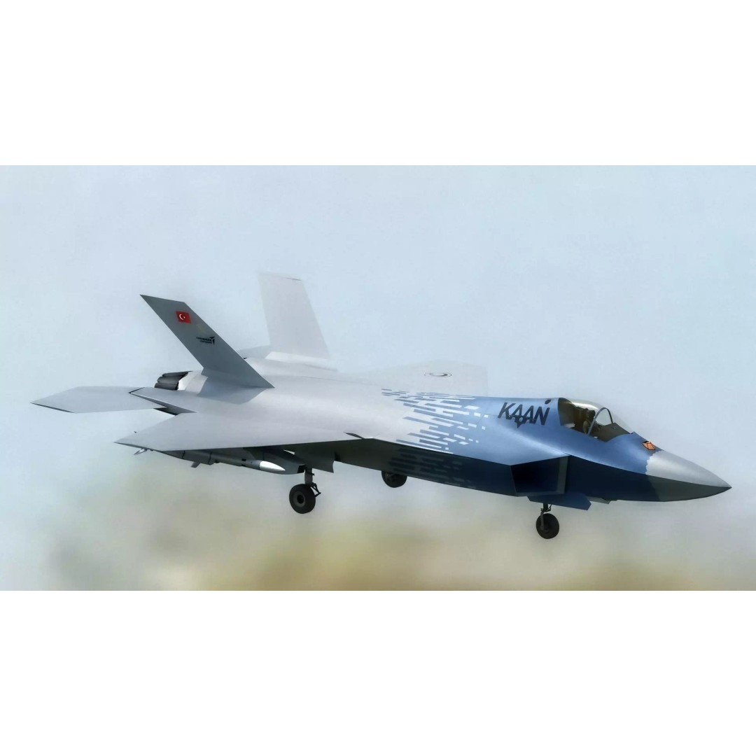 MMU Kaan P2 3D Model – Fully Rigged Low-Poly Aircraft, Blender - View 11